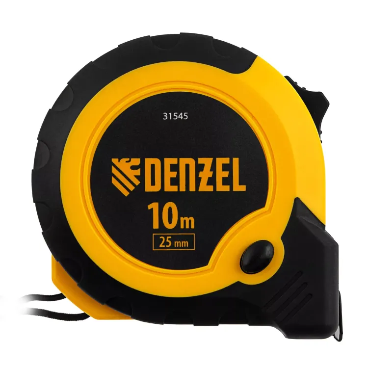 Рулетка Denzel 10м х 25мм, двухкомп. корпус, кнопка-пауза 31545 купить в Кургане