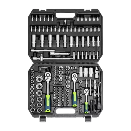 Набор инструментов Сибртех 14171, 1/2&quot;, 3/8&quot;, 1/4&quot;, пластиковый кейс 172 предм. купить в Кургане