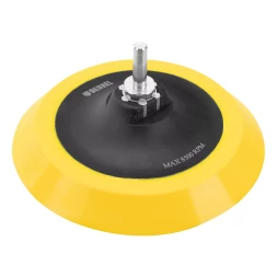 Тарелка опорная для дрели и УШМ с липучкой Denzel, 150 мм, мягкая, с адаптером c М14 на d8, 76249