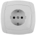 Розетка СВЕТОЗАР &quot;CITY LIGHT&quot; одинарная в сборе, с заземлением, цвет белый, 16А/~250В SV-54205-W купить в Кургане