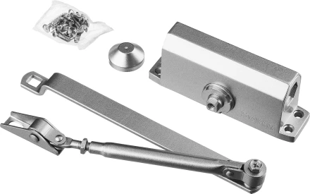 Доводчик дверной STAYER, для дверей массой до 80 кг, цвет серебро 37915-80 купить в Кургане