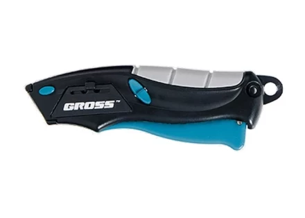 Нож ремонтно-монтажный мини трехкомпонентная рукоятка авто выброс/возврат лезвия 100мм + 2 з.л GROSS 78873 купить в Кургане