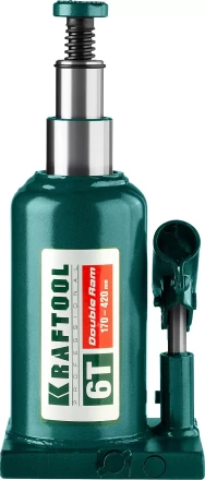 Домкрат гидравлический бутылочный &quot;Double Ram&quot;, сварной, телескопический, 6т, 170-420мм, KRAFTOOL 43463-6 43463-6 купить в Кургане