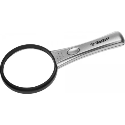 Лупа ЗУБР &quot;МАСТЕР&quot;, светодиодная подсветка, 3-х/5-х кратное увеличение, диаметр линзы 75мм 40541-75 купить в Кургане