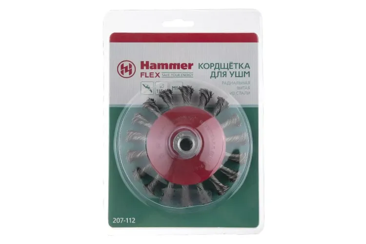 Кордщетка HAMMER тарелка 115мм для УШМ витая сталь (207-112) купить в Кургане