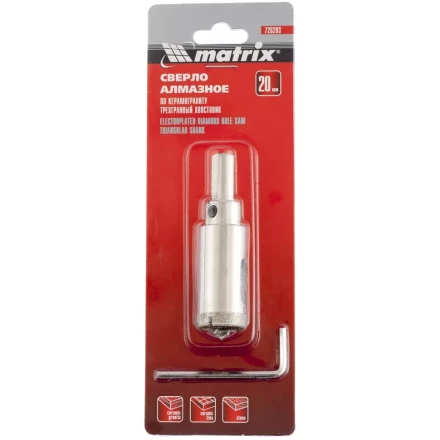 Сверло алмазное по керамограниту 14 х 67 мм 3-гранный хвостовик MATRIX 726143 купить в Кургане