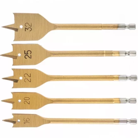 Набор сверл перовых по дереву 16-20-22-25-32 мм 5 штук пластик. кейс MATRIX 70443 купить в Кургане