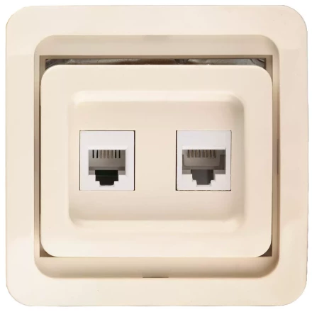 Розетка СВЕТОЗАР &quot;ГАММА&quot; комбинированная, телефонная + компьютерная, цвет бежевый SV-54119-B купить в Кургане