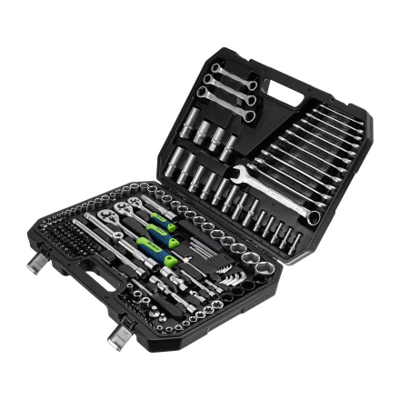 Набор инструментов Сибртех 14172, 1/2&quot;, 3/8&quot;, 1/4&quot;, пластиковый кейс 160 предм. купить в Кургане