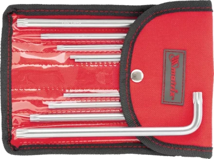 Набор ключей шестигранных имбусовых TORX-TORX Tamper, 9 шт:T10-T50, CrV,  удлиненные, сатин., чехол  MATRIX 12313 купить в Кургане