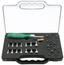 Отвертка трещоточная с набором бит и насадок 52 предмета DR0152S Jonnesway 48820