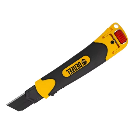 Нож, 25 мм, сменное лезвие, SK4, корпус из ABS + TPR, торцевой зажим Denzel 78908 купить в Кургане