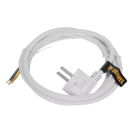 Шнур сетевой Denzel Energy Series, ПВС, 1,5 м, 3 x 1,5 мм, с неразборной вилкой, белый, 3 м, 37670 купить в Кургане