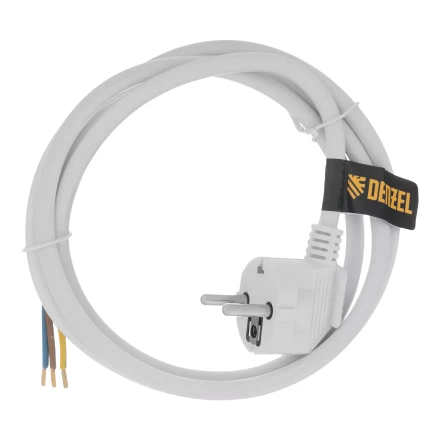 Шнур сетевой Denzel Energy Series, ПВС, 1,5 м, 3 x 1,5 мм, с неразборной вилкой, белый, 3 м, 37670 купить в Кургане