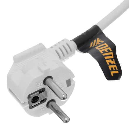 Шнур сетевой Denzel Energy Series, ПВС, 1,5 м, 3 x 1,5 мм, с неразборной вилкой, белый, 3 м, 37670 купить в Кургане