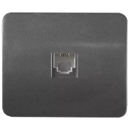 Розетка СВЕТОЗАР &quot;ГАММА&quot; телефонная, одинарная, без вставки и рамки, цвет темно-серый металлик SV-54117-DM купить в Кургане