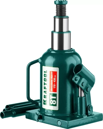 Домкрат гидравлический бутылочный &quot;Double Ram&quot;, сварной, телескопический, 8т, 170-430мм, KRAFTOOL 43463-8 43463-8 купить в Кургане