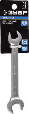 Ключ ЗУБР &quot;ПРОФИ&quot; гаечный рожковый, Cr-V сталь, хромированный, 14х17мм 27027-14-17 купить в Кургане