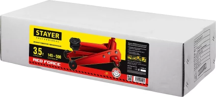 Домкрат гидравлический подкатной &quot;RED FORCE&quot;, с педалью, 3,5т, 145-500мм, STAYER 43155-3.5 43155-3.5 купить в Кургане