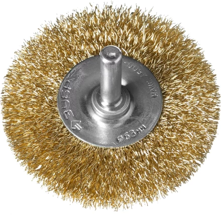 ЗУБР &quot;ПРОФЕССИОНАЛ&quot;. Щетка дисковая для дрели, витая латунированная стальная проволока 0,3мм, 63мм 3520-063_z02 купить в Кургане