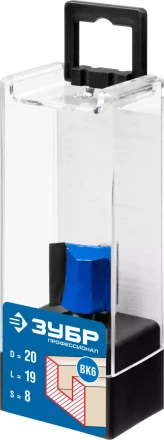 ЗУБР 20 x 19 мм, хвостовик 8 мм, фреза пазовая прямая, Профессионал (28753-20-19) купить в Кургане