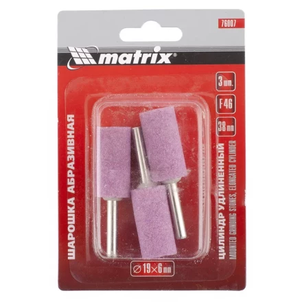 Шарошка абразивная цилиндр удлиненный 19 x 38 x 6 мм F46 3 штуки MATRIX 76007 купить в Кургане