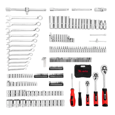 Набор инструментов, 1/2&quot;, 3/8&quot;, 1/4&quot;, пластиковый кейс 215 предм.// MTX 13589 купить в Кургане