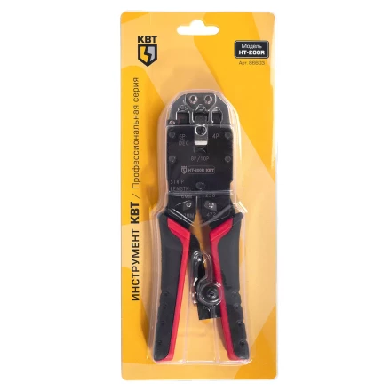 Кримпер многофункциональный КВТ HT-106E с 3 встроенными модулями для обжима RJ-45, RJ-12, RJ-11 (86603) купить в Кургане