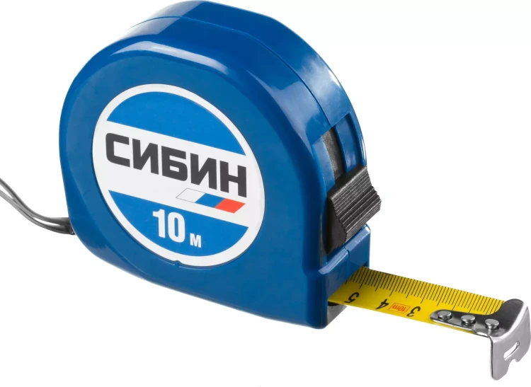 Рулетка СИБИН, пластиковый корпус, 10м/25мм 34020-10-25 купить в Кургане