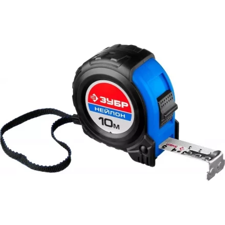 Рулетка ЗУБР &quot;НЕЙЛОН&quot;, нейлоновое покрытие, упрочненное полотно, ударопрочный обрезиненный корпус, 10м/25мм 34056-10-25_z01 купить в Кургане