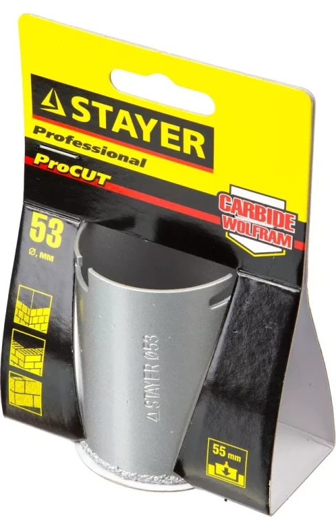 Коронка STAYER "PROFESSIONAL" кольцевая с карбидно-вольфрамовой крошкой, d=53мм 33345-53 купить в Кургане