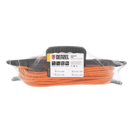 Удлинитель-шнур силовой Denzel Garden Series, б/з, ПВС, 20м, 1 розетка, 2 x 1 мм, 3 м 37402 купить в Кургане