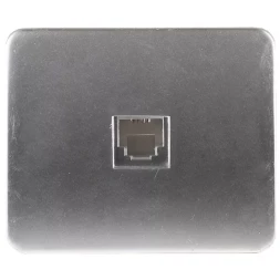 Розетка СВЕТОЗАР "ГАММА" телефонная, одинарная, без вставки и рамки, цвет светло-серый металлик SV-54117-SM