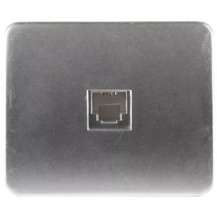 Розетка СВЕТОЗАР &quot;ГАММА&quot; телефонная, одинарная, без вставки и рамки, цвет светло-серый металлик SV-54117-SM купить в Кургане