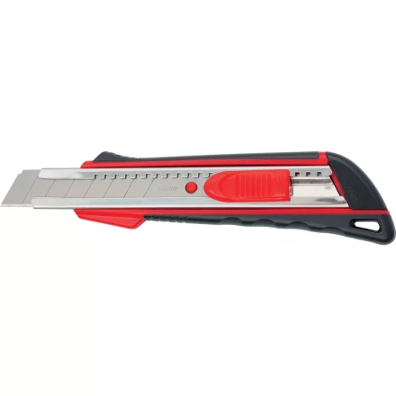 Нож 18мм, выдвижное лезвие, металлическая направляющая, эргономичная двухкомпонентная рукоятка MATRIX 78933 купить в Кургане