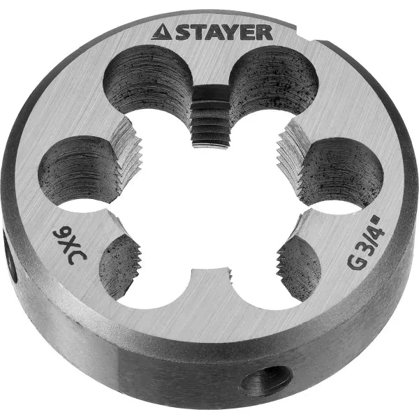 Плашка круглая ручная STAYER "MASTER", сталь 9ХС, для трубной резьбы G 3/4`` 28029-3/4 купить в Кургане