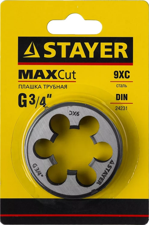 Плашка круглая ручная STAYER "MASTER", сталь 9ХС, для трубной резьбы G 3/4`` 28029-3/4 купить в Кургане