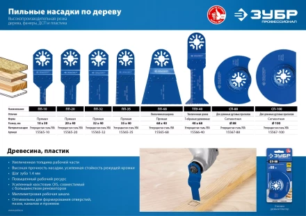 ЗУБР ПП-68 UniLock, 68 x 40 мм, OIS-хвост., насадка прямая пильная, Профессионал (15565-68) купить в Кургане