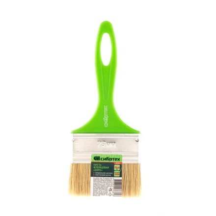 Кисть флейцевая &quot;Евро&quot;, 75 x 8, натуральная щетина, пластиковая ручка Сибртех 83303 купить в Кургане