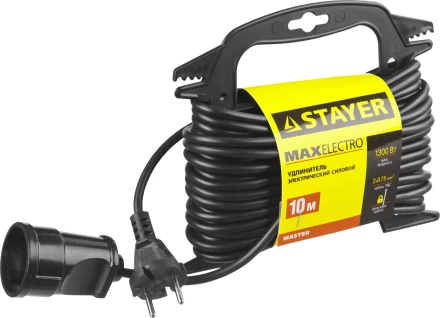 Удлинитель электрический &quot;MAXElectro&quot; на маленькой рамке, 10 м, 1 гнездо, STAYER 55014-10 купить в Кургане