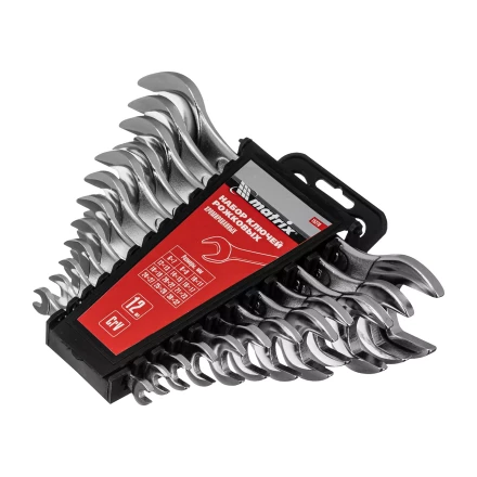 Набор ключей рожковых Matrix 15278, 6 х 32 мм, 12 шт., CrV, хромированные купить в Кургане