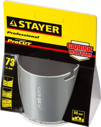 Коронка STAYER &quot;PROFESSIONAL&quot; кольцевая с карбидно-вольфрамовой крошкой, d=73мм 33345-73 купить в Кургане
