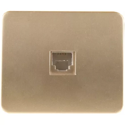 Розетка СВЕТОЗАР &quot;ГАММА&quot; телефонная, одинарная, без вставки и рамки, цвет золотой металлик SV-54117-GM купить в Кургане