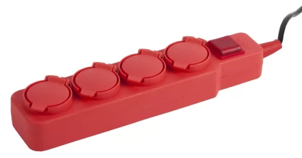 Удлинитель СВЕТОЗАР электрический с заземлением, выключатель, евро, 4 гнезда, с крышками, 3м SV-55019-3 купить в Кургане