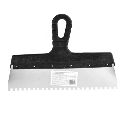 Шпатель из нержавеющей стали 300 мм зуб 6 х 6 мм пластмассовая ручка 85140 купить в Кургане