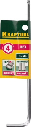 Ключ KRAFTOOL &quot;INDUSTRIE&quot; имбусовый, длинный c шариком, Cr-Mo, хромосатинированное покрытие, HEX 4 27437-4 купить в Кургане