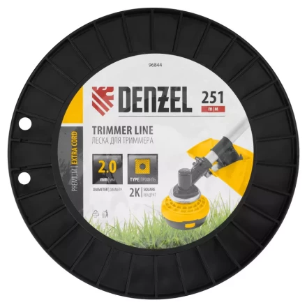 Леска для триммера двухкомпонентная квадрат, 2,0мм х 251м, на DIN катушке EXTRA CORD// Denzel 96844 купить в Кургане