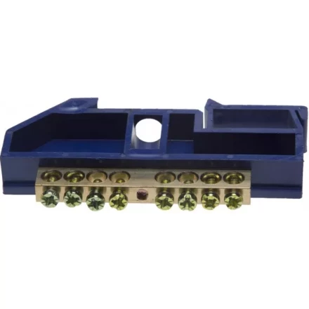 Шина СВЕТОЗАР нулевая на DIN-изоляторе, макс. ток 100А, 5,2мм, 8 полюсов 49807-08 купить в Кургане