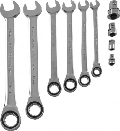 Набор ключей комбинированных трещеточных  8-19мм  адаптеры 10предметов Jonnesway W45110S 48879 купить в Кургане