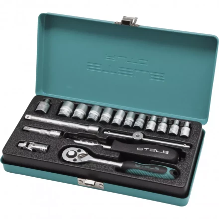 Набор торцевых головок с трещоткой 1/4 18 предметов Stels 13573 купить в Кургане